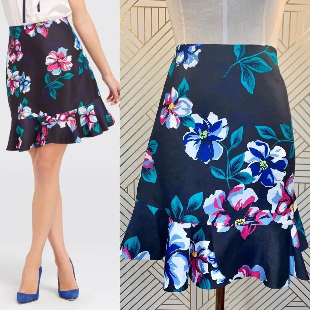 Draper James Dorothy Floral Lillian Skirt in‎ Black